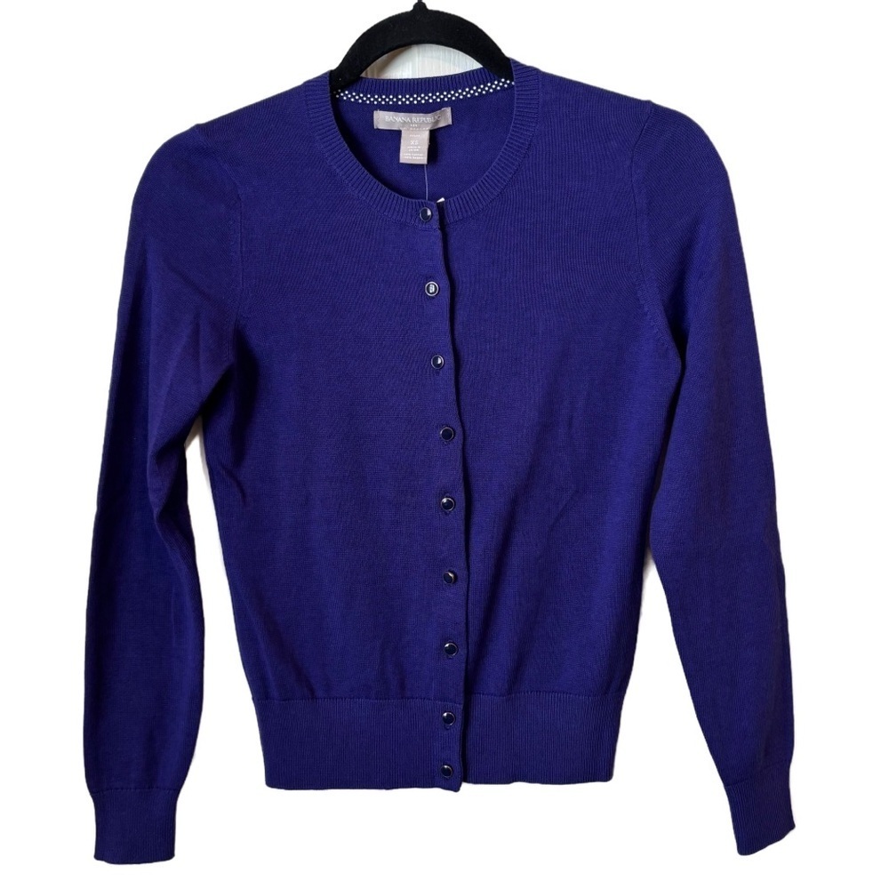 Banana Republic Purple Plum Cardigan Cotton Blend X-Small Petite NWT - Picture 9 of 9